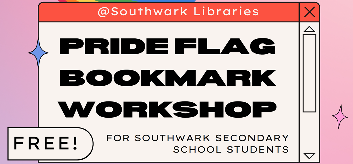 article thumb - A banner saying Pride Flag Bookmark Workshop
