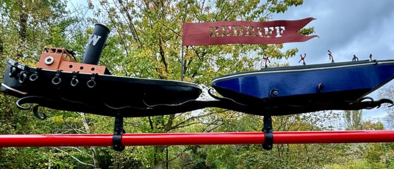 Redriff footbridge artwork - two boats