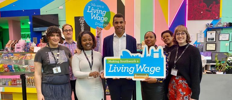 Theatre Peckham welcomes Cllr John Batteson to celebrate becoming an accredited London Living Wage employer