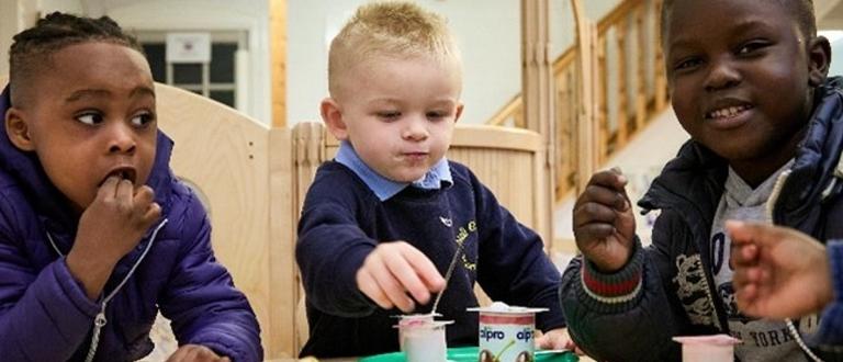 Children enjoying a healthy breakfast