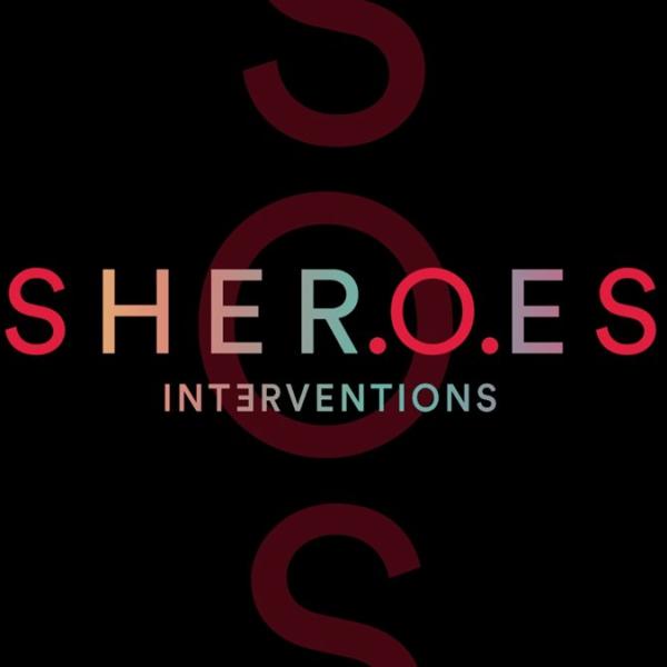 poster for Sheroes intervention. The dominant colours are black and red